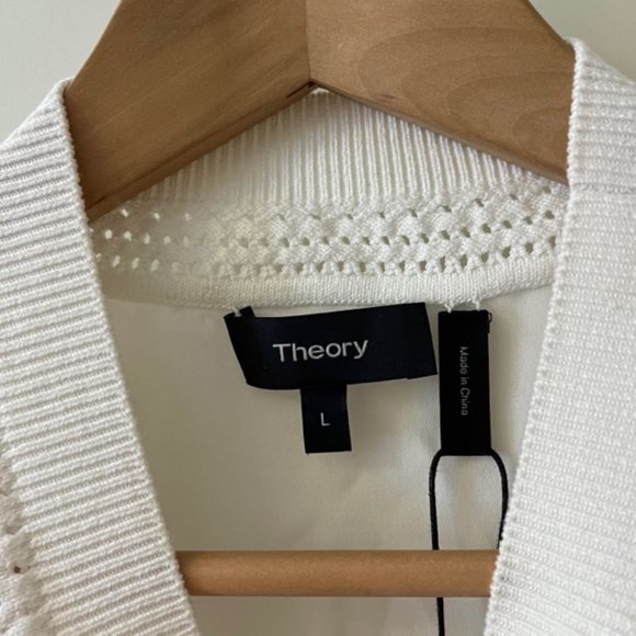 Theory Ivory Mock-neck Sleeveless Silk Top, Size L - Picture 3 of 5